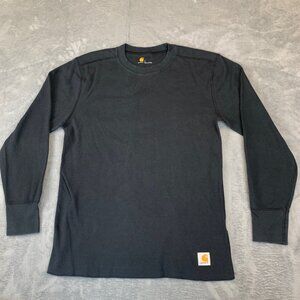 Carhartt Force Activewear Shirt Men L Black Waffle Knit Thermal Long Sleeve